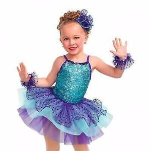 Dance Costume Curtain Call E1125 Turquoise Small Child Jazz Tap Combo Tulle Dres